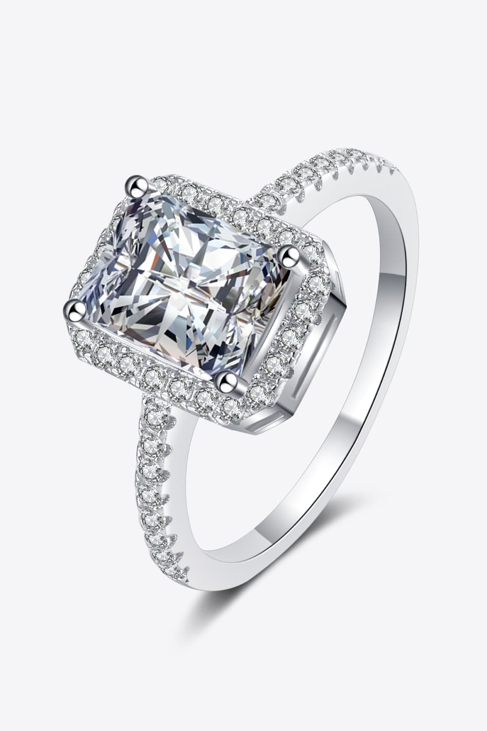 2 Carat Moissanite 925 Sterling Silver Halo Ring-Teresa&#39;s Fashionista LLC