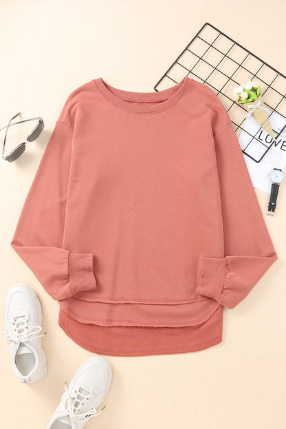 Side Slit Drop Shoulder Sweatshirt-Teresa&#39;s Fashionista LLC