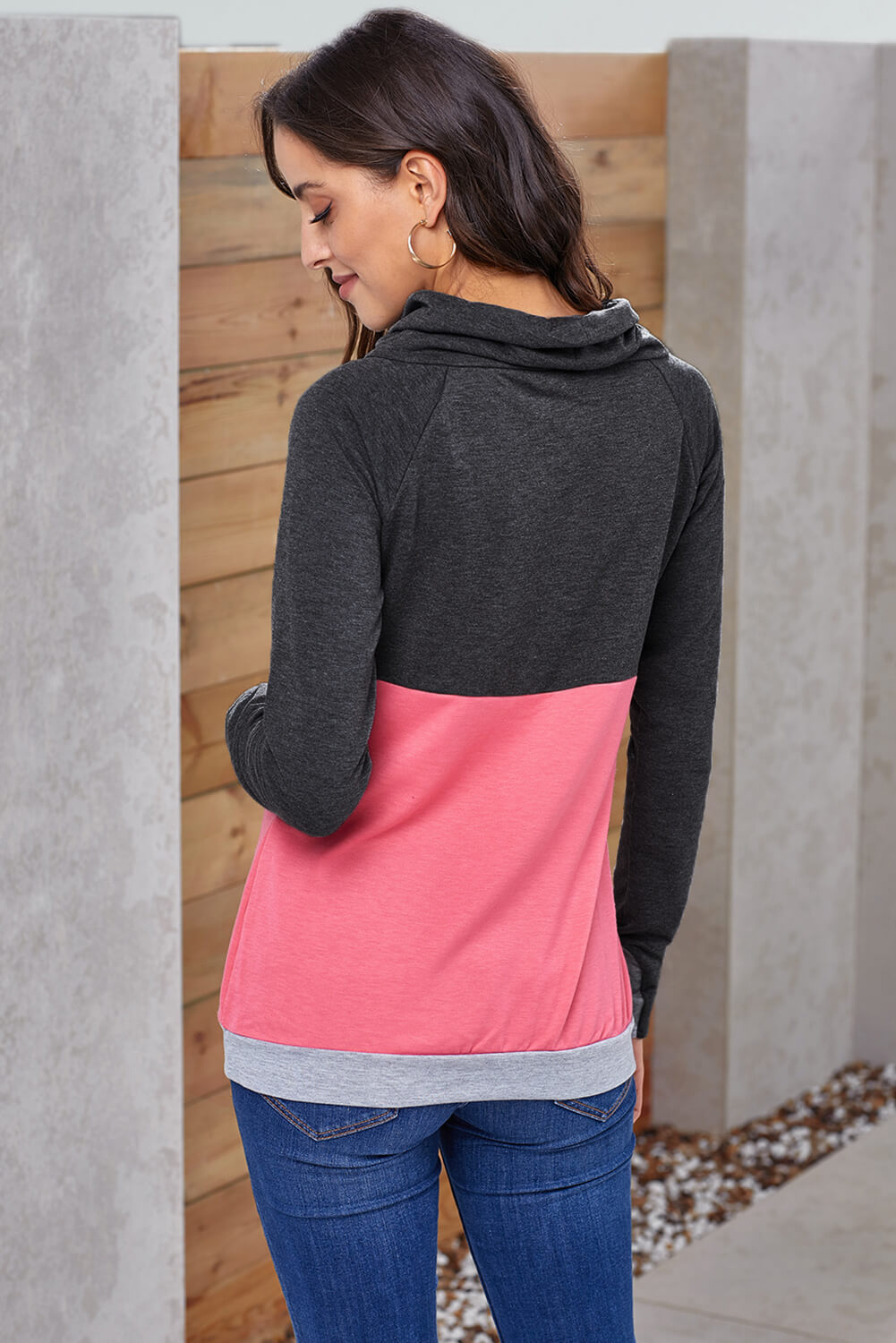 Color Block Raglan Sleeve Drawstring Sweatshirt-Teresa&#39;s Fashionista LLC