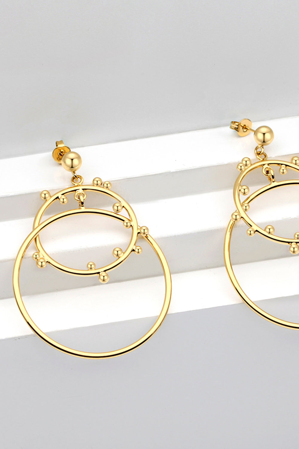 18K Gold-Plated Double Hoop Drop Earrings-Teresa&#39;s Fashionista LLC