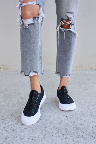 Forever Link Sequin Lace-Up Platform Sneakers-Teresa&#39;s Fashionista LLC