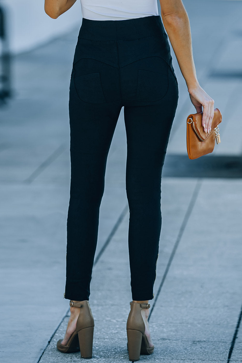 Zipper Ankle High Waist Skinny Pants-Teresa&#39;s Fashionista LLC