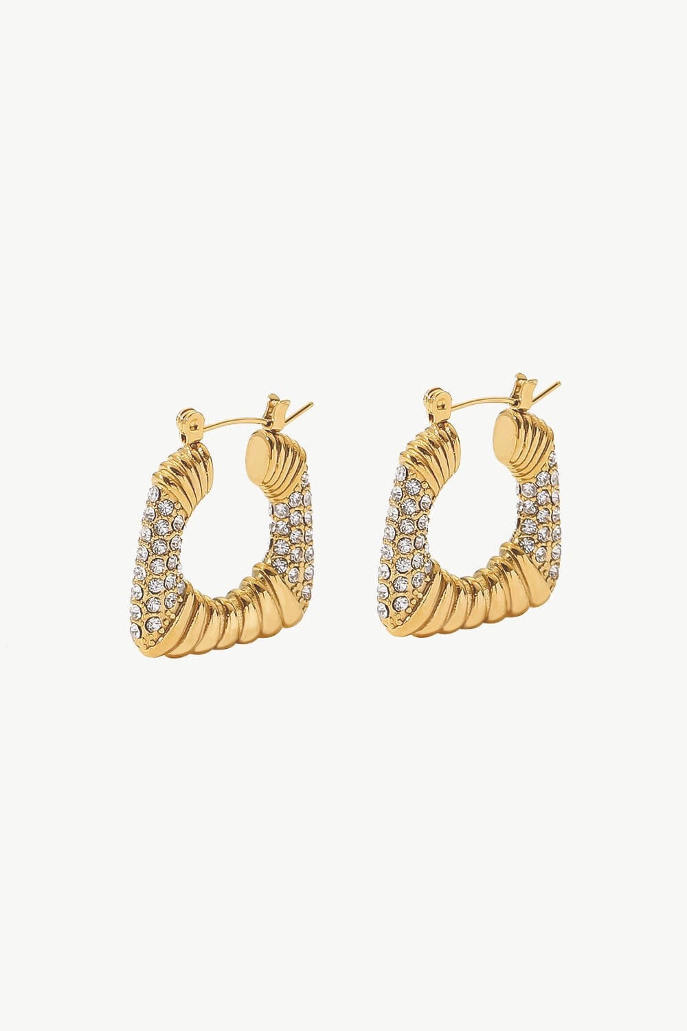 18K Gold Plated Inlaid Cubic Zirconia Earrings-Teresa&#39;s Fashionista LLC