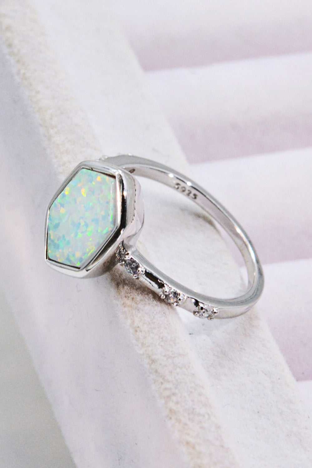 Opal Hexagon 925 Sterling Silver Ring-Teresa&#39;s Fashionista LLC