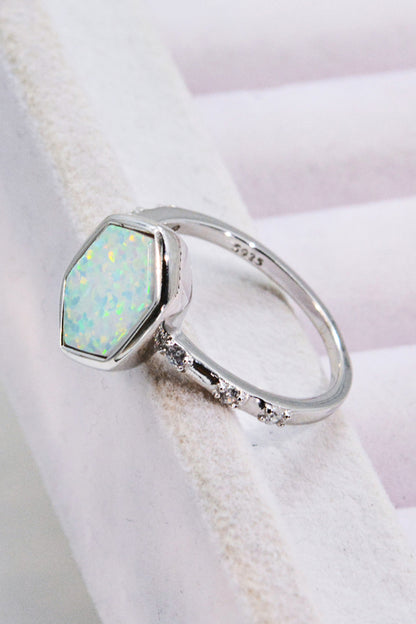 Opal Hexagon 925 Sterling Silver Ring-Teresa&#39;s Fashionista LLC