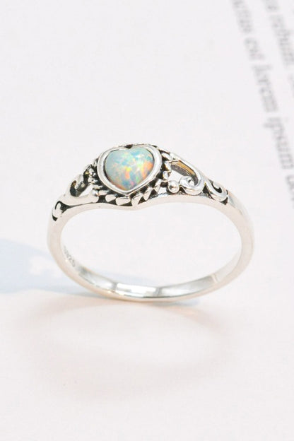 925 Sterling Silver Heart-Shape Opal Ring-Teresa&#39;s Fashionista LLC