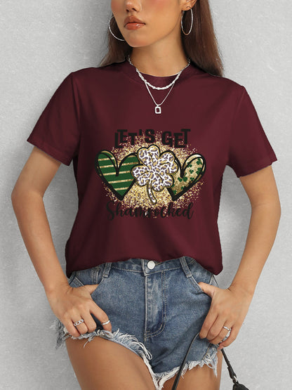 Lucky Clover Round Neck Short Sleeve T-Shirt-Teresa&#39;s Fashionista LLC