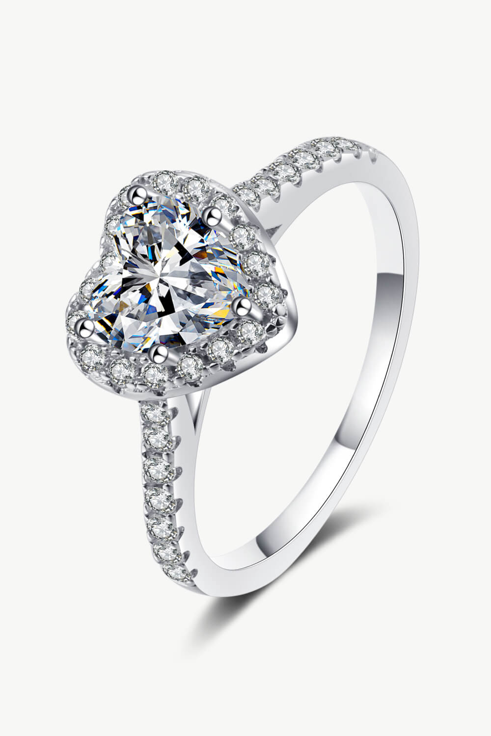 1 Carat Moissanite Heart-Shaped Ring-Teresa&#39;s Fashionista LLC