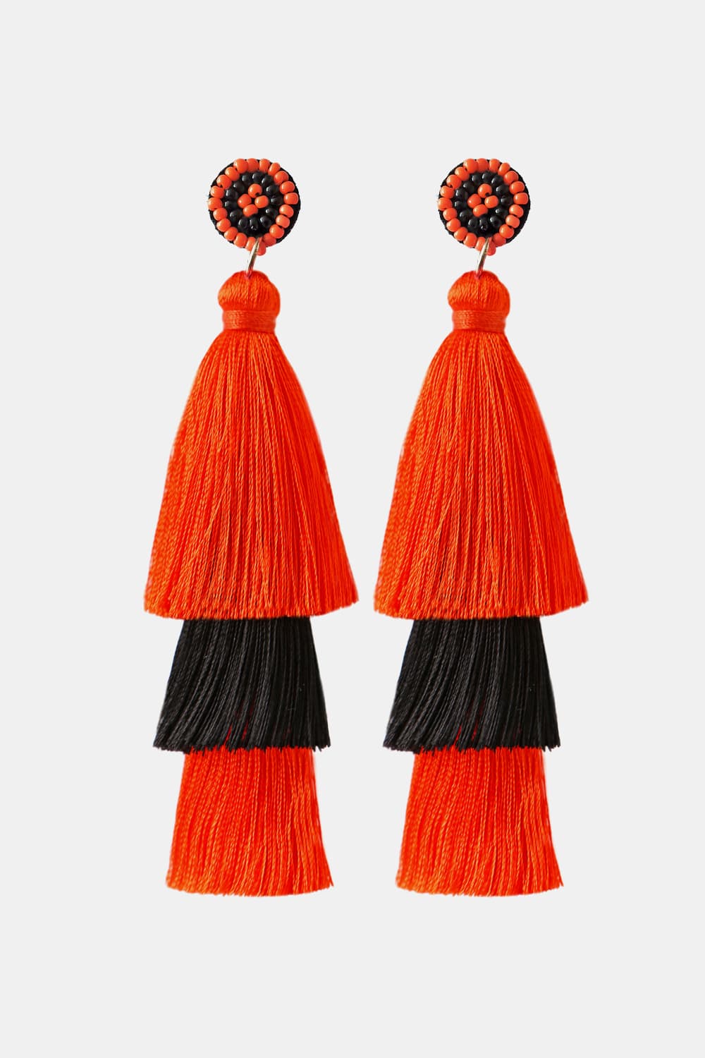 Baeds Detail Triple Layered Tassel Earring-Teresa&#39;s Fashionista LLC