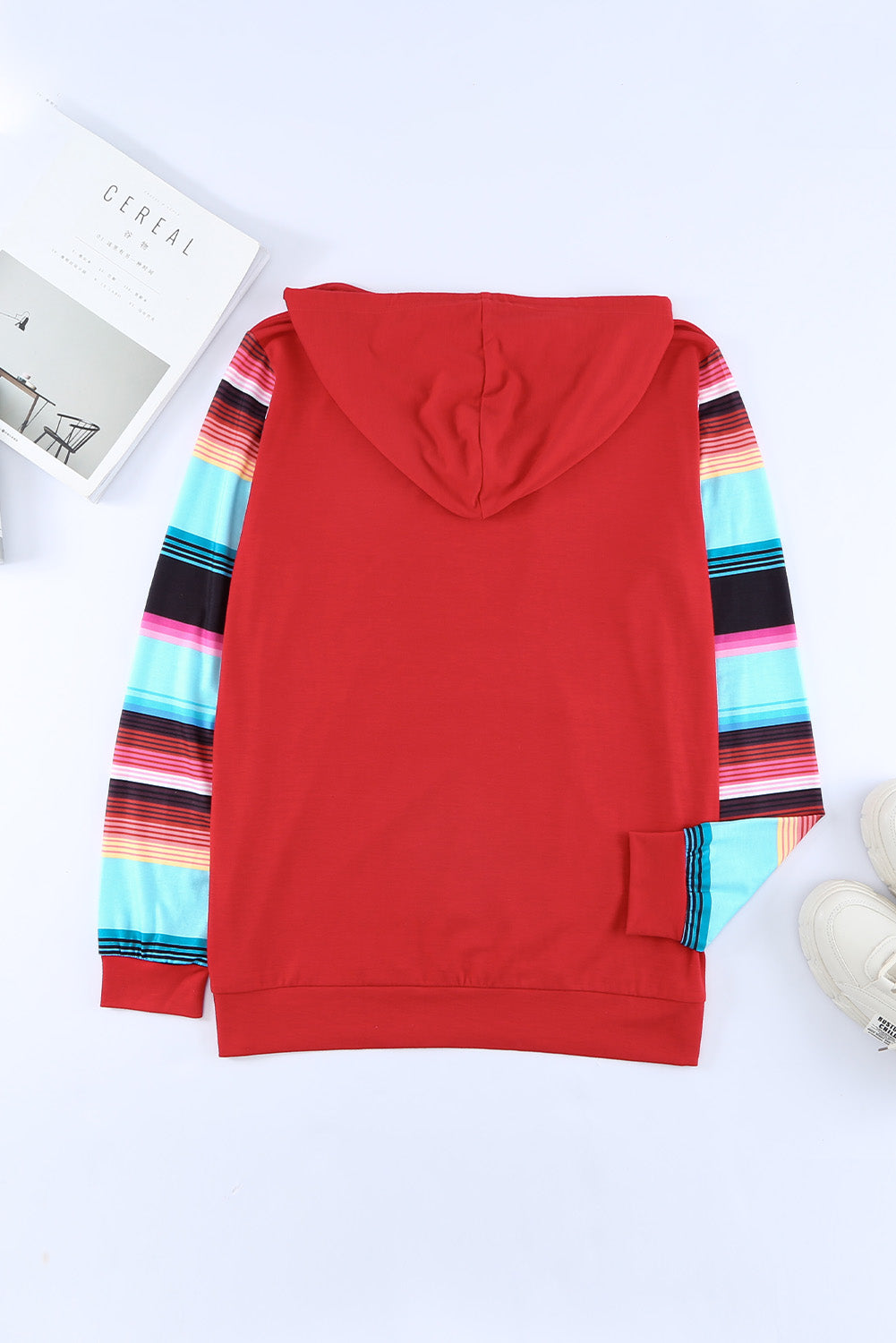 Striped Drawstring Hoodie with Kangaroo Pocket-Teresa&#39;s Fashionista LLC