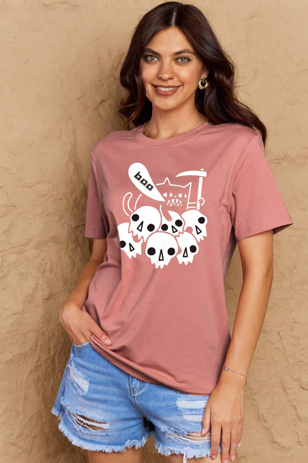 Simply Love Full Size Graphic BOO Cotton T-Shirt-Teresa&#39;s Fashionista LLC