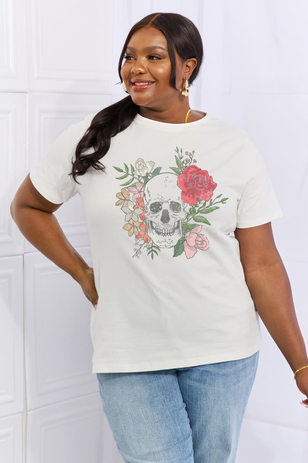 Simply Love Simply Love Full Size Skull Graphic Cotton Tee-Teresa&#39;s Fashionista LLC