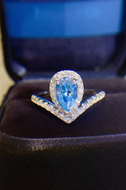 1 Carat Pear Shape Moissanite Heart Ring-Teresa&#39;s Fashionista LLC