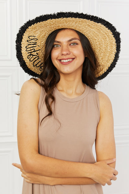 Fame Sunshine Straw Fringe Hat-Teresa&#39;s Fashionista LLC