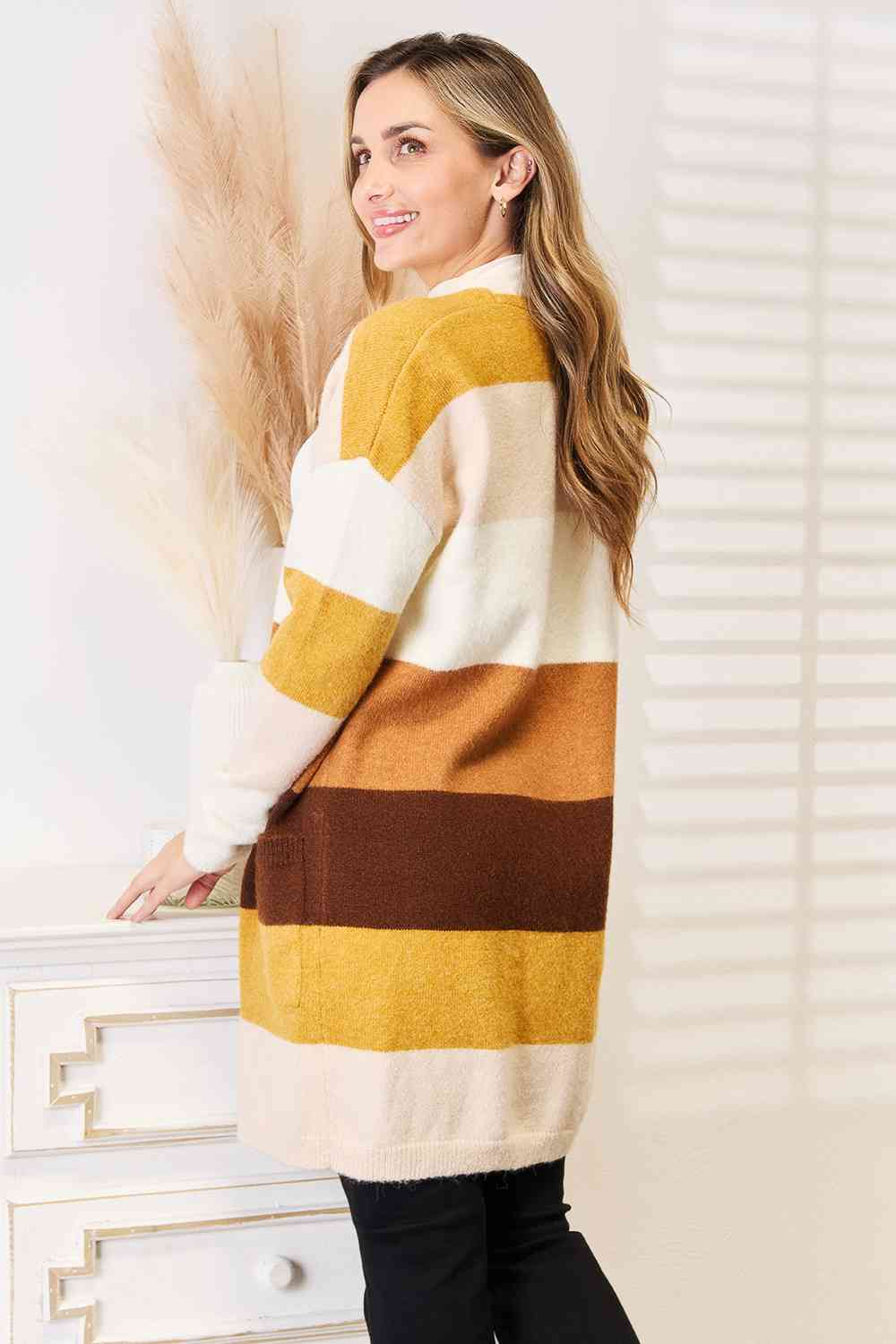 Woven Right Color Block Dropped Shoulder Cardigan-Teresa&#39;s Fashionista LLC