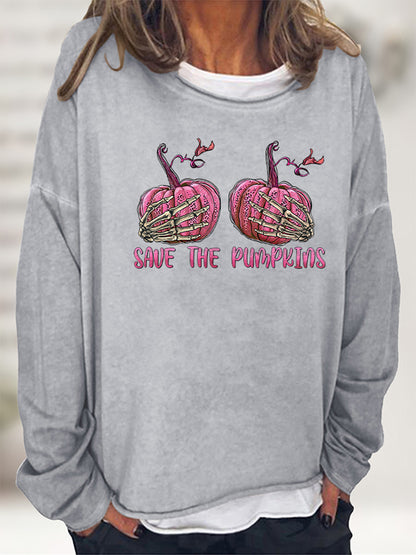 SAVE THE PUMPKIN Graphic Full Size Sweatshirt-Teresa&#39;s Fashionista LLC