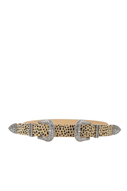 Fashion Chic Trendy Double Buckle Leopar Belt-Teresa&#39;s Fashionista LLC