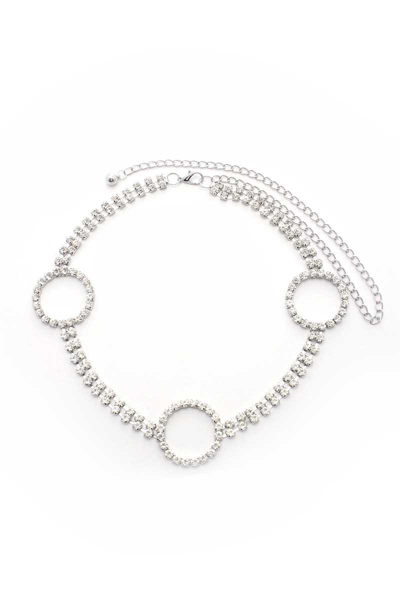 Circle 2 Line Rhinestone Chain Belt-Teresa&#39;s Fashionista LLC