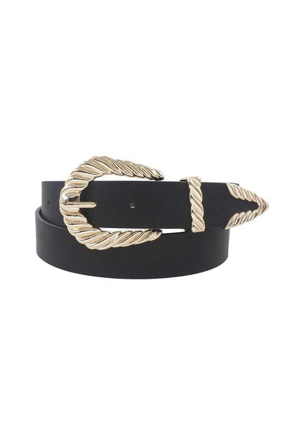 Shrimp Tectured Buckle Belt-Teresa&#39;s Fashionista LLC