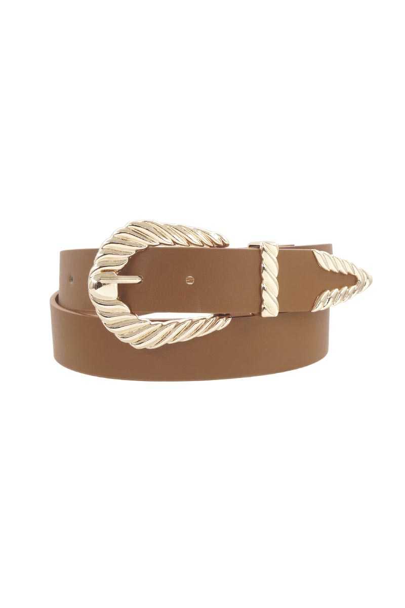 Shrimp Tectured Buckle Belt-Teresa&#39;s Fashionista LLC