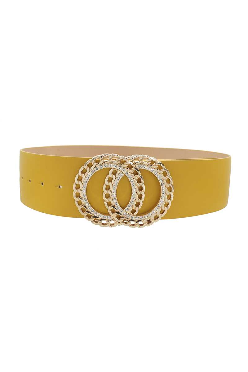 Double Circle Chain And Rhinestone Trim Design Belt-Teresa&#39;s Fashionista LLC