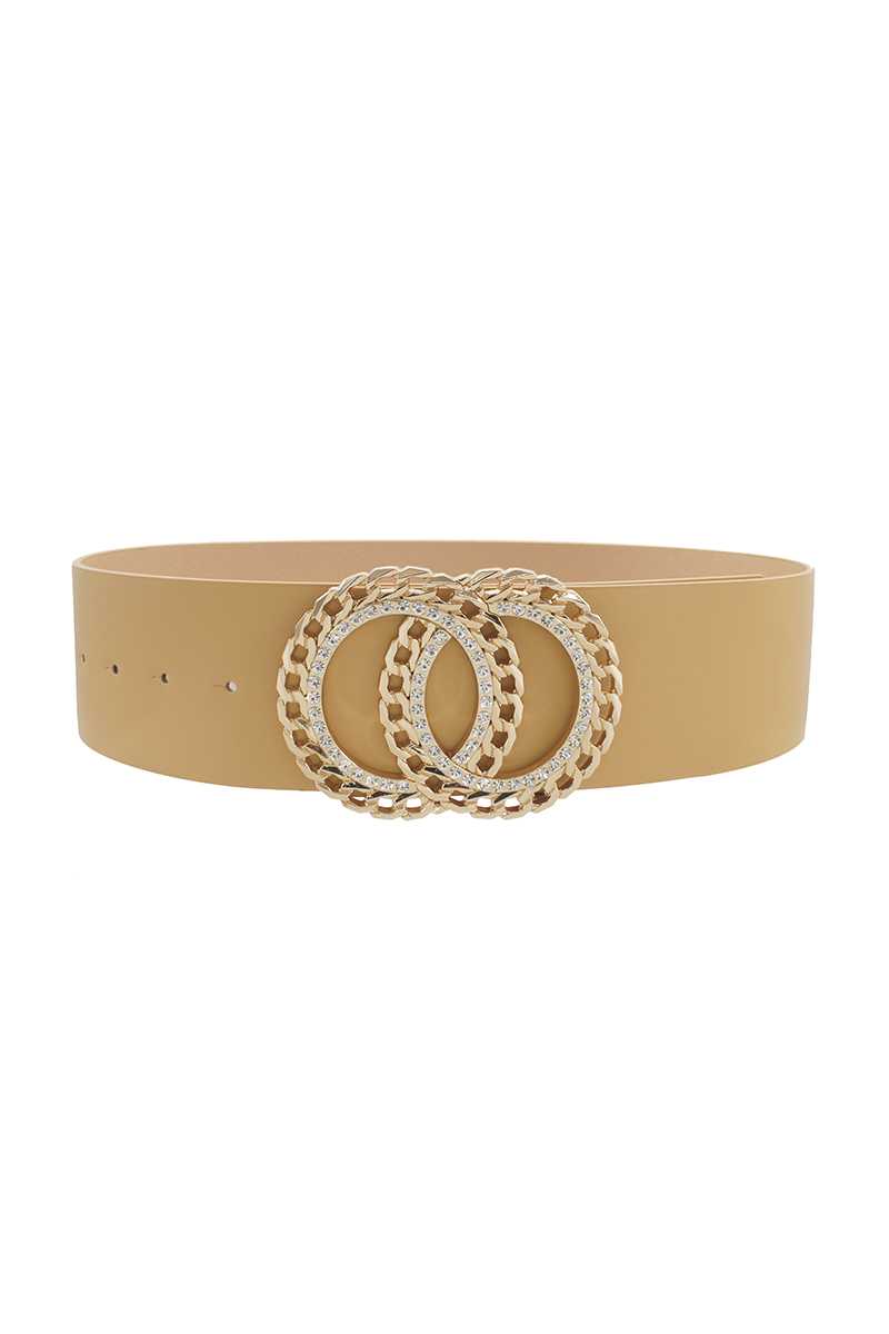 Double Circle Chain And Rhinestone Trim Design Belt-Teresa&#39;s Fashionista LLC