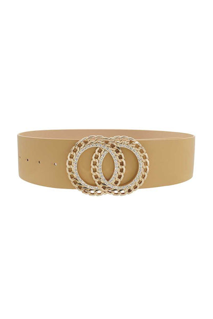 Double Circle Chain And Rhinestone Trim Design Belt-Teresa&#39;s Fashionista LLC