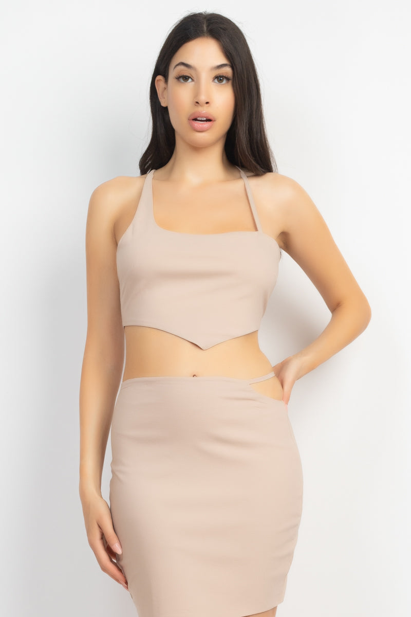 Asymmetrical Cross Back Top & Skirts Set-Teresa&#39;s Fashionista LLC