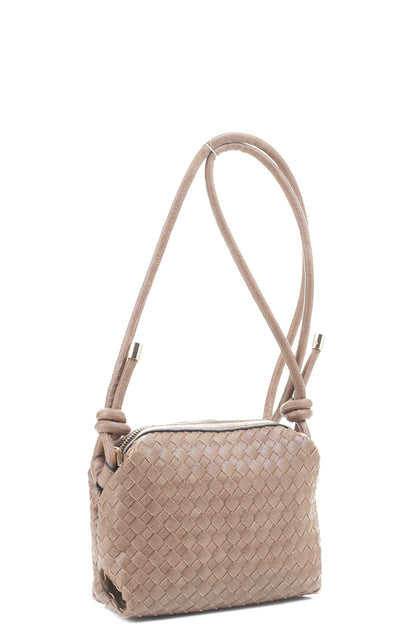 Braid Texture Zipper Crossbody Bag-Teresa&#39;s Fashionista LLC