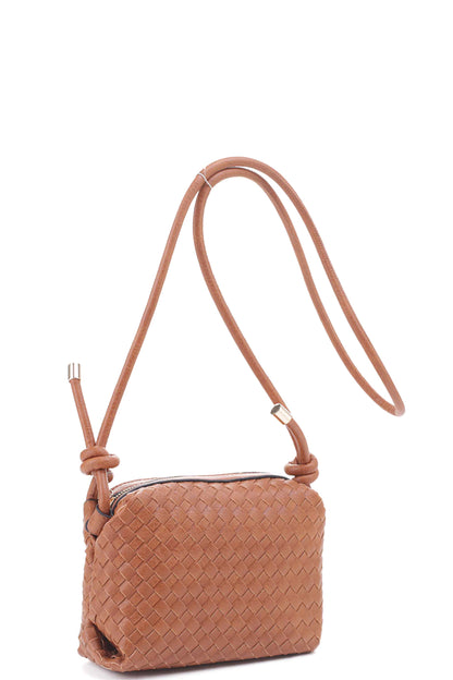 Braid Texture Zipper Crossbody Bag-Teresa&#39;s Fashionista LLC