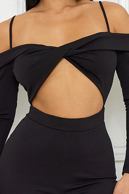 Open Shoulder Cutout Detail Jumpsuit-Teresa&#39;s Fashionista LLC