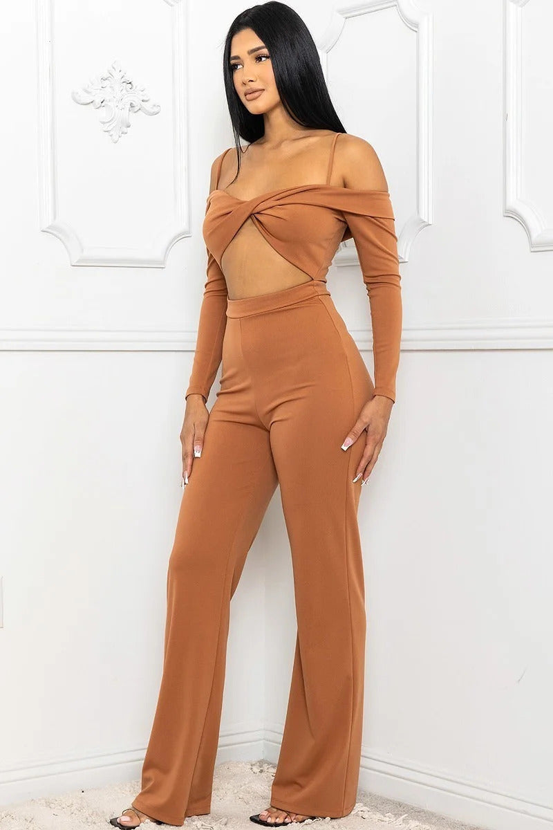 Open Shoulder Cutout Detail Jumpsuit-Teresa&#39;s Fashionista LLC