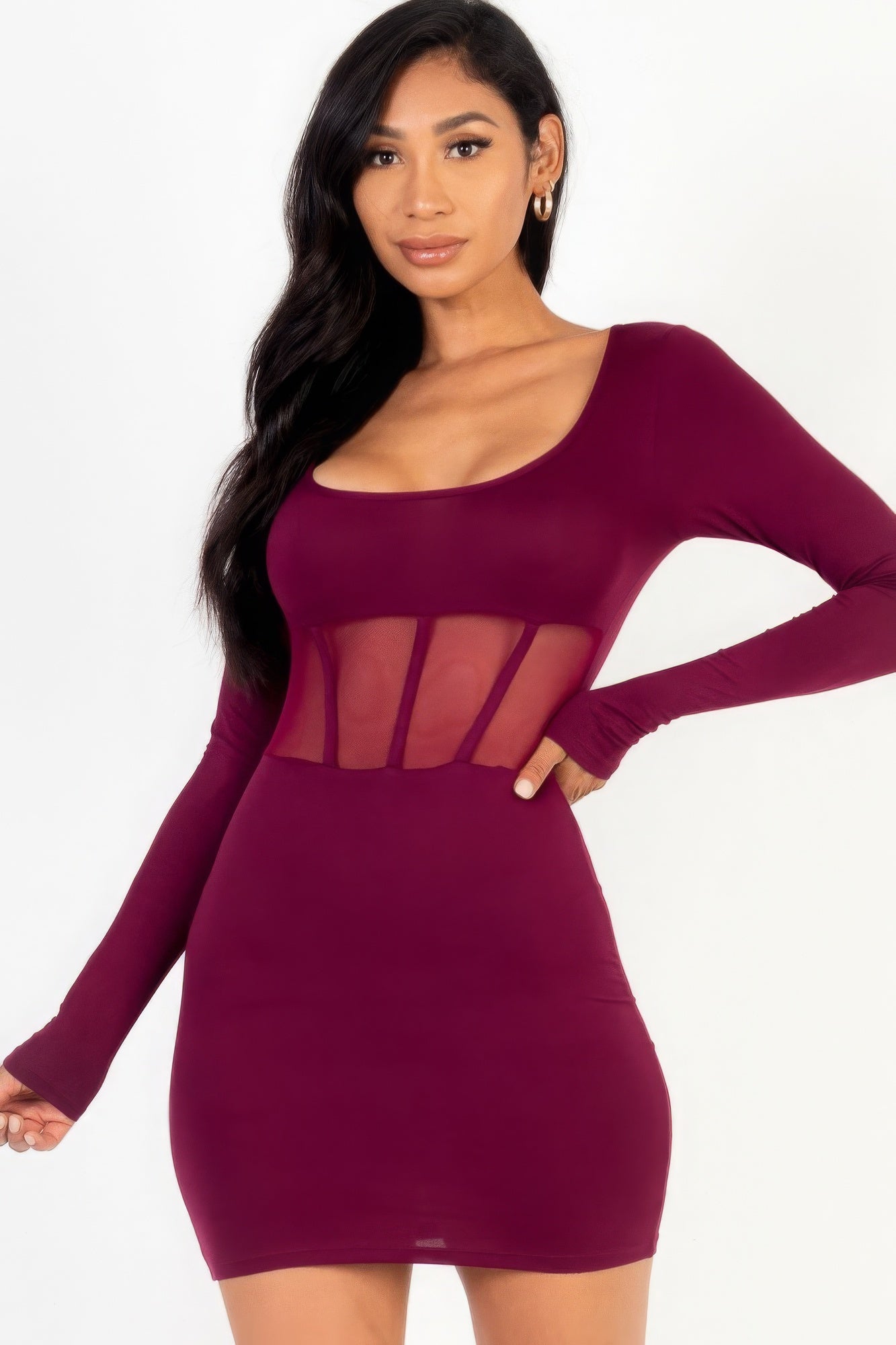 Square neck mesh corset mini dress-Teresa&#39;s Fashionista LLC