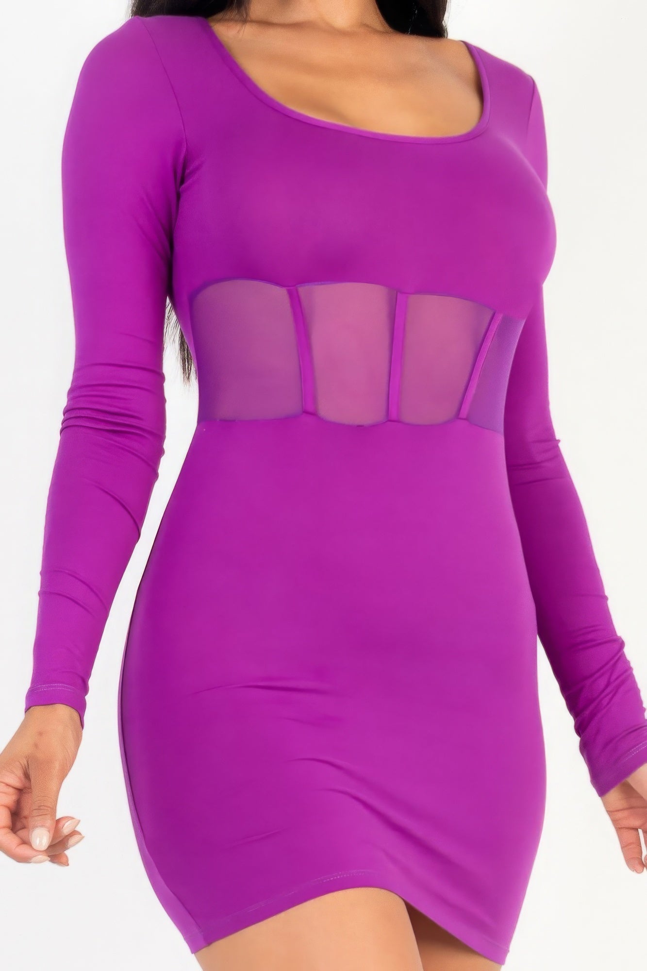 Square neck mesh corset mini dress-Teresa&#39;s Fashionista LLC