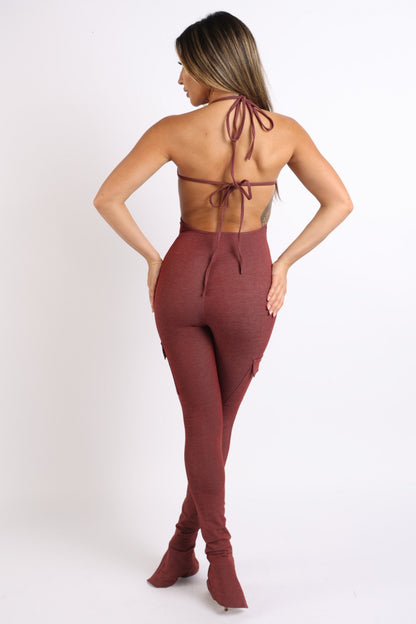 Cargo pocket halter jumpsuit-Teresa&#39;s Fashionista LLC