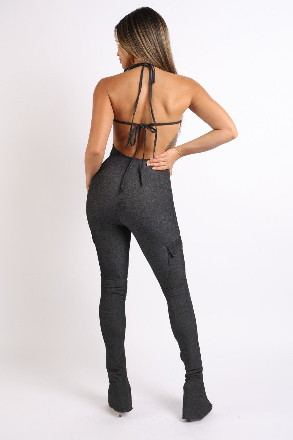 Cargo pocket halter jumpsuit-Teresa&#39;s Fashionista LLC