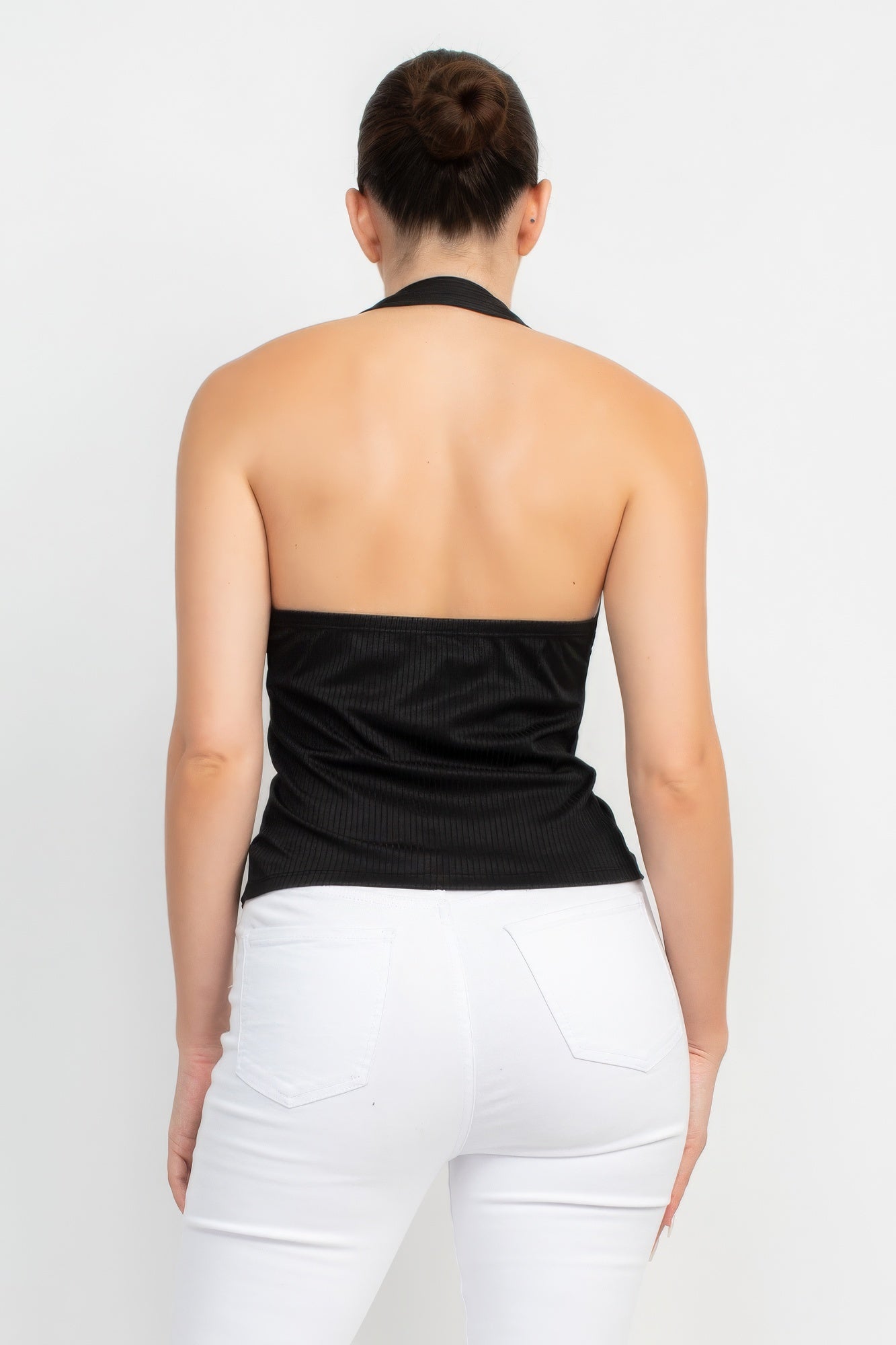 Collared Halter Open Back Top-Teresa&#39;s Fashionista LLC