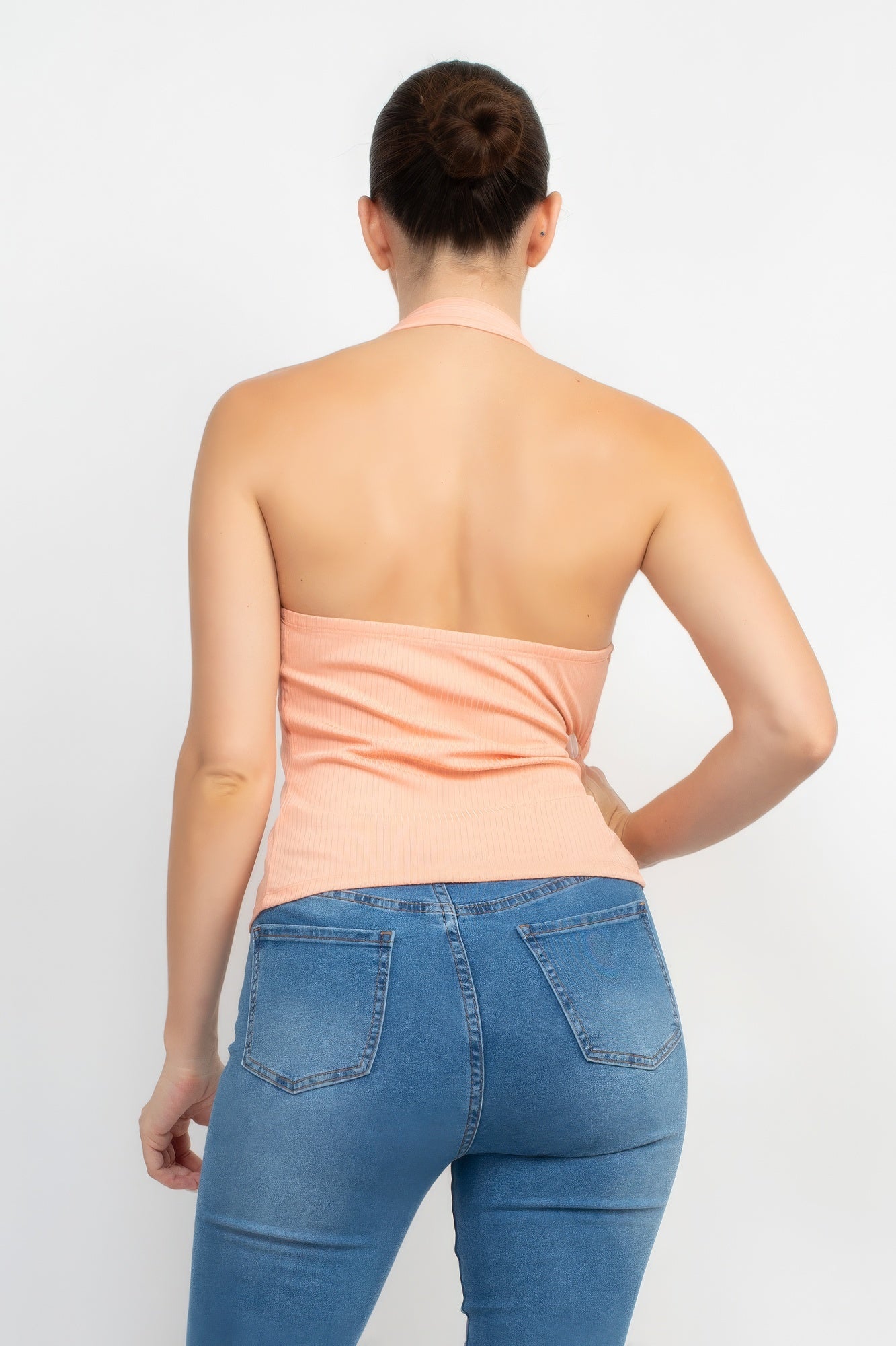 Collared Halter Open Back Top-Teresa&#39;s Fashionista LLC