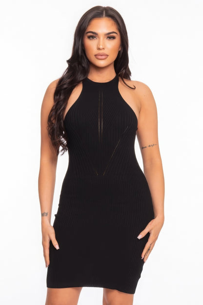 Varigated Rib Sleeveless Dress-Teresa&#39;s Fashionista LLC