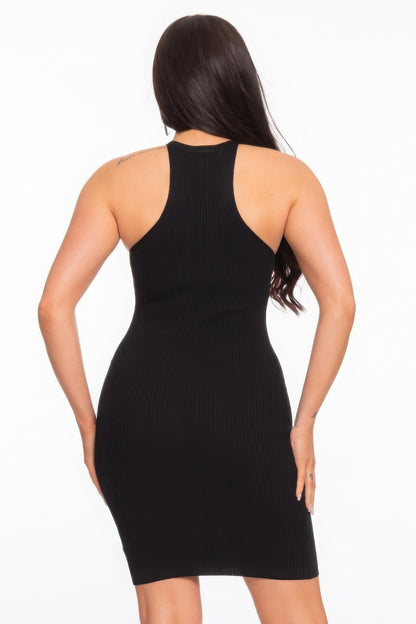 Varigated Rib Sleeveless Dress-Teresa&#39;s Fashionista LLC