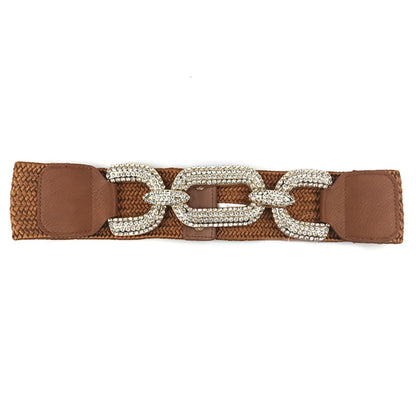 Rhinestone Buckle Elastic Belt-Teresa&#39;s Fashionista LLC