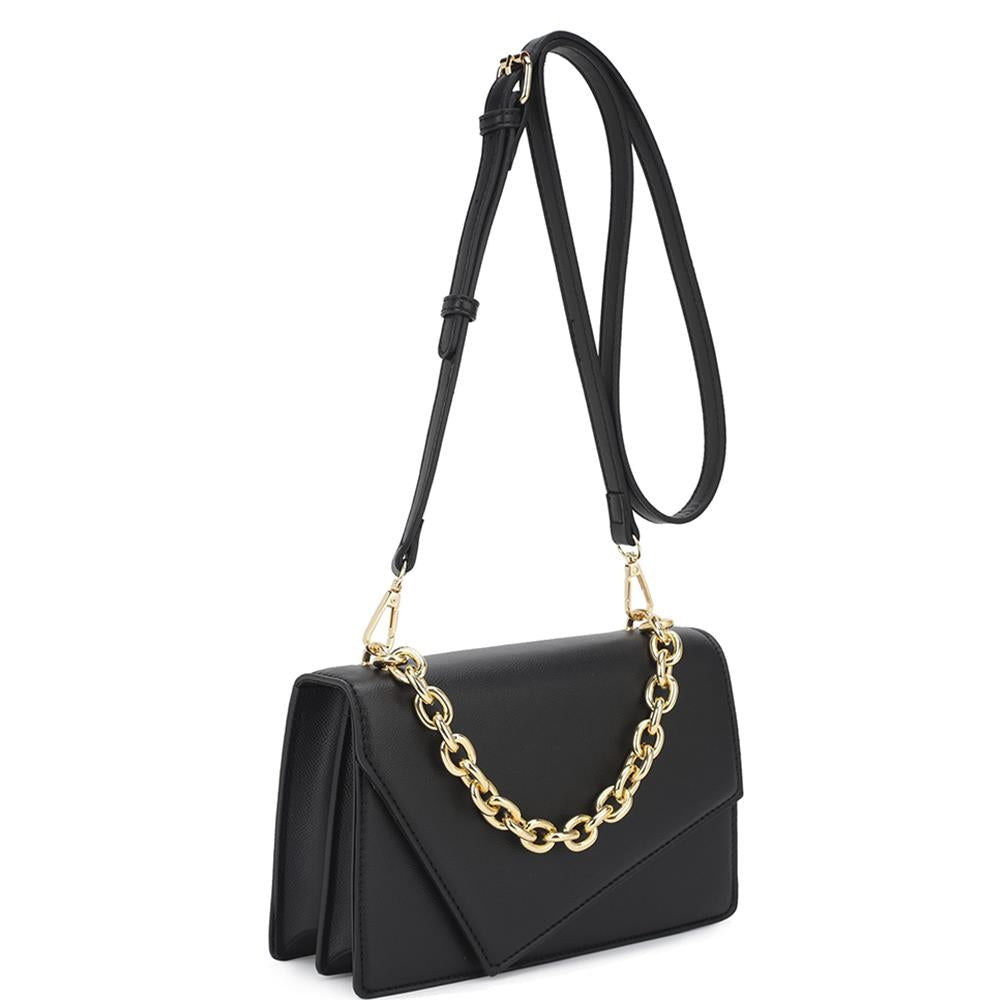 Smooth Plain Chain Link Crossbody Bag-Teresa&#39;s Fashionista LLC