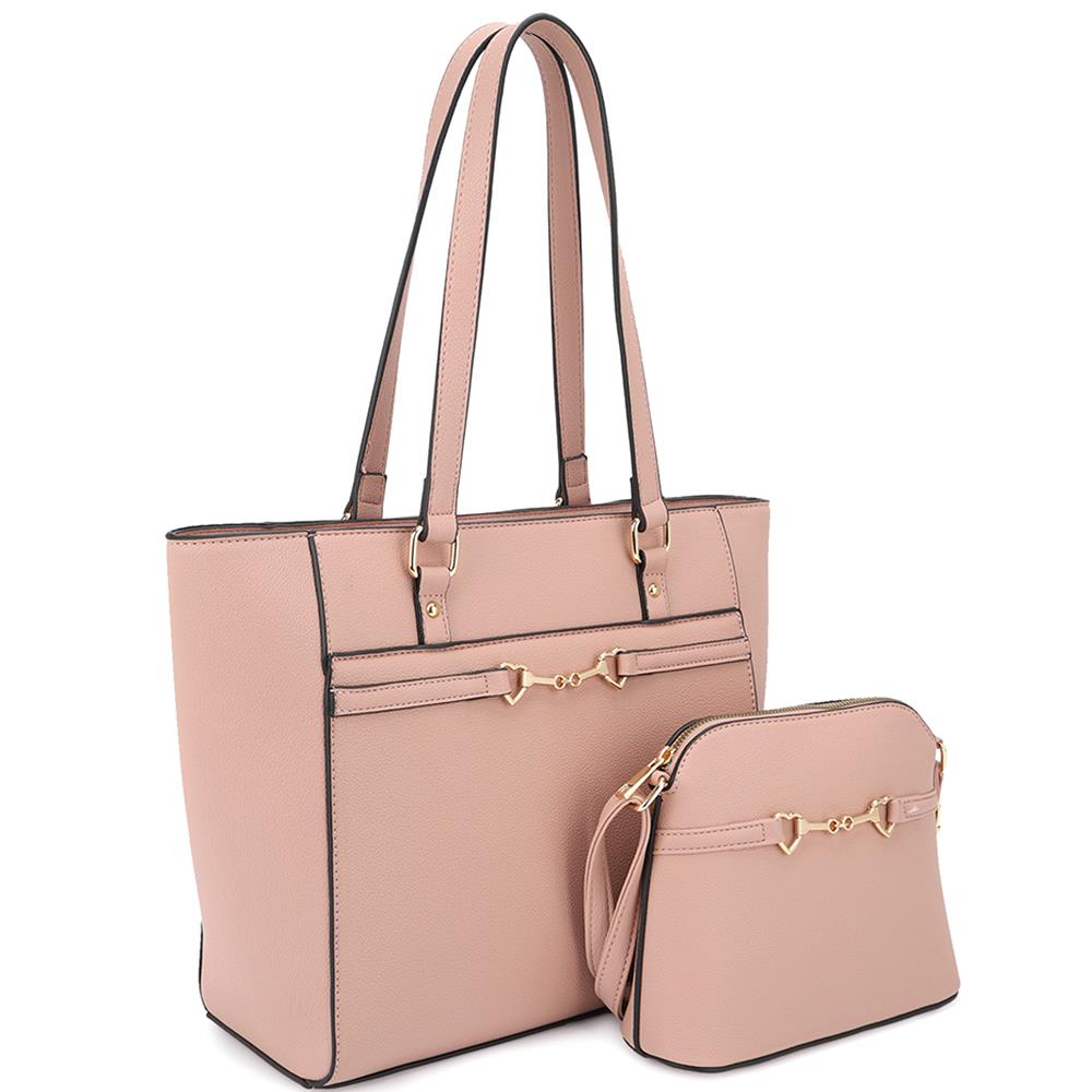 2in1 Smooth Matching Shoulder Tote Bag With Crossbody Set-Teresa&#39;s Fashionista LLC