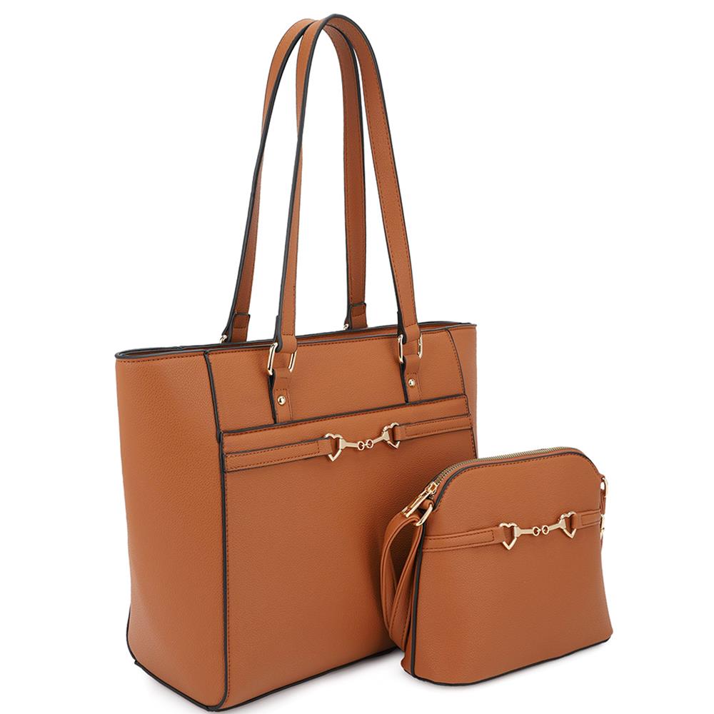 2in1 Smooth Matching Shoulder Tote Bag With Crossbody Set-Teresa&#39;s Fashionista LLC