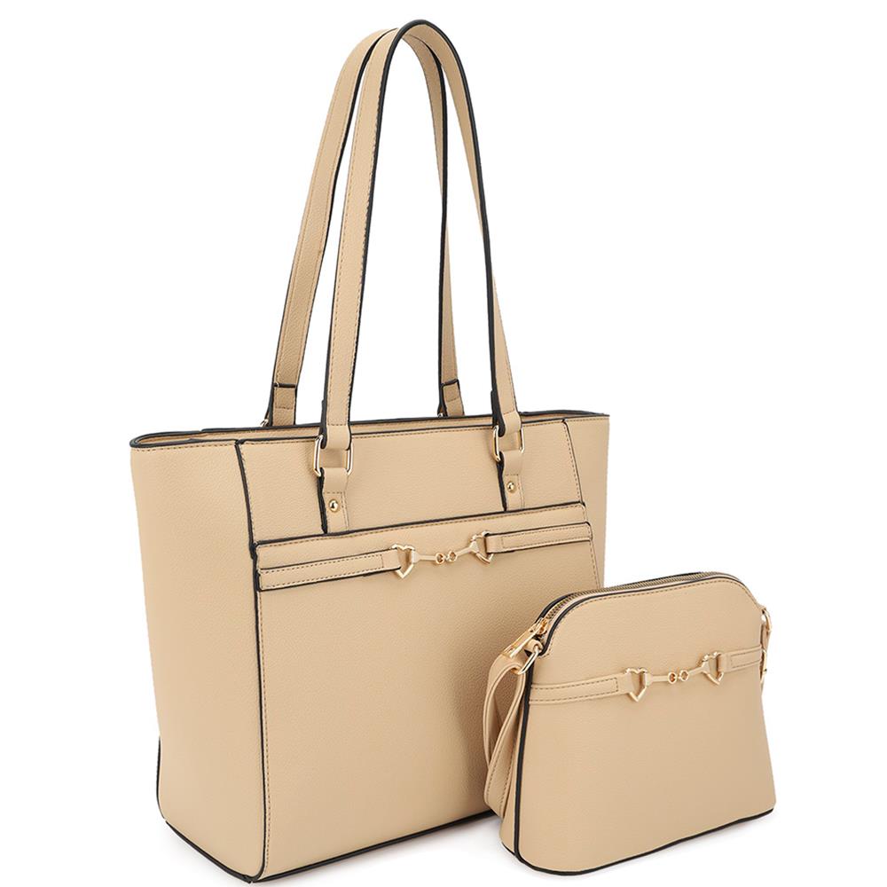 2in1 Smooth Matching Shoulder Tote Bag With Crossbody Set-Teresa&#39;s Fashionista LLC