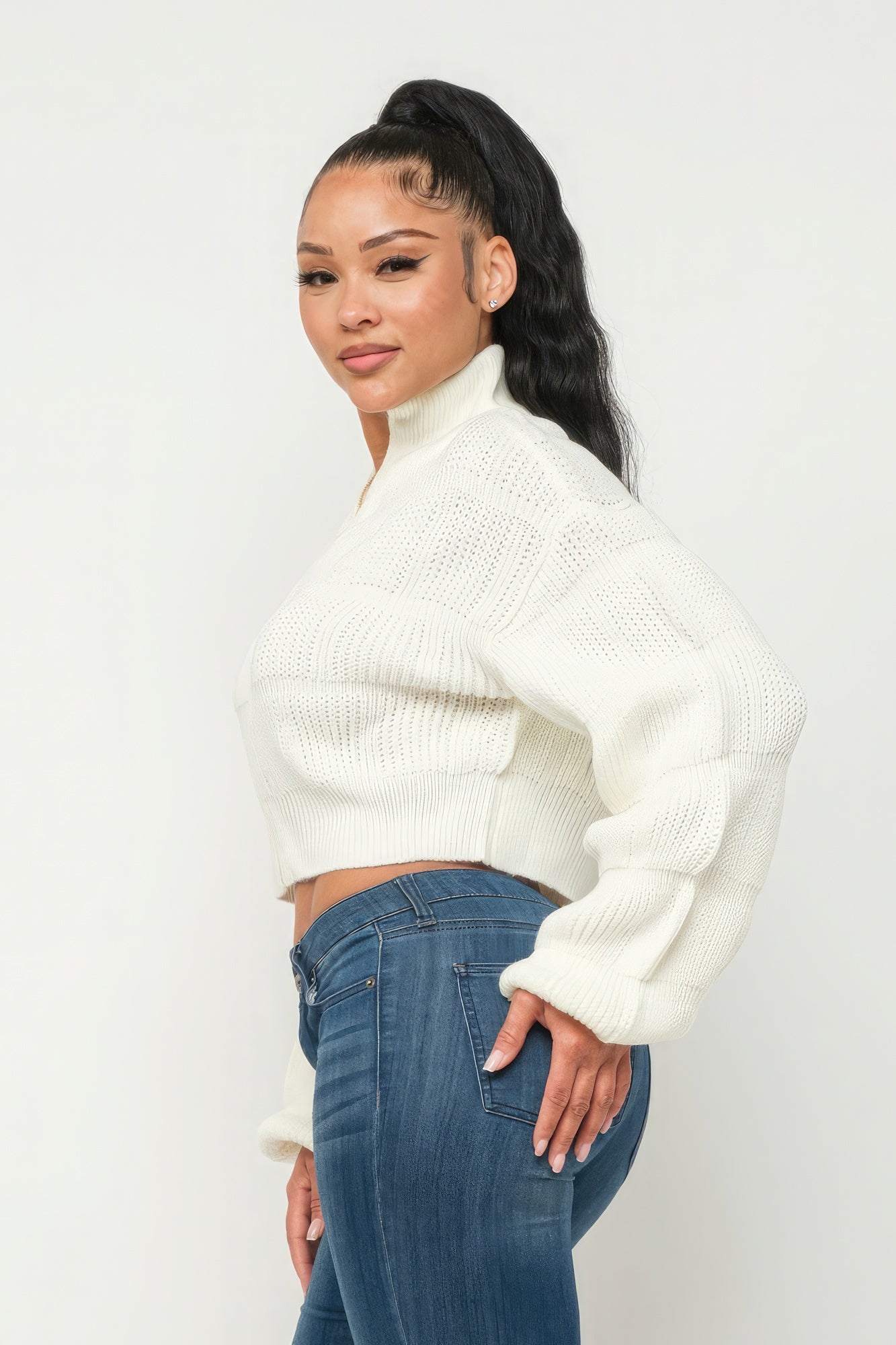 Sweater Top W/ Front Zipper-Teresa&#39;s Fashionista LLC