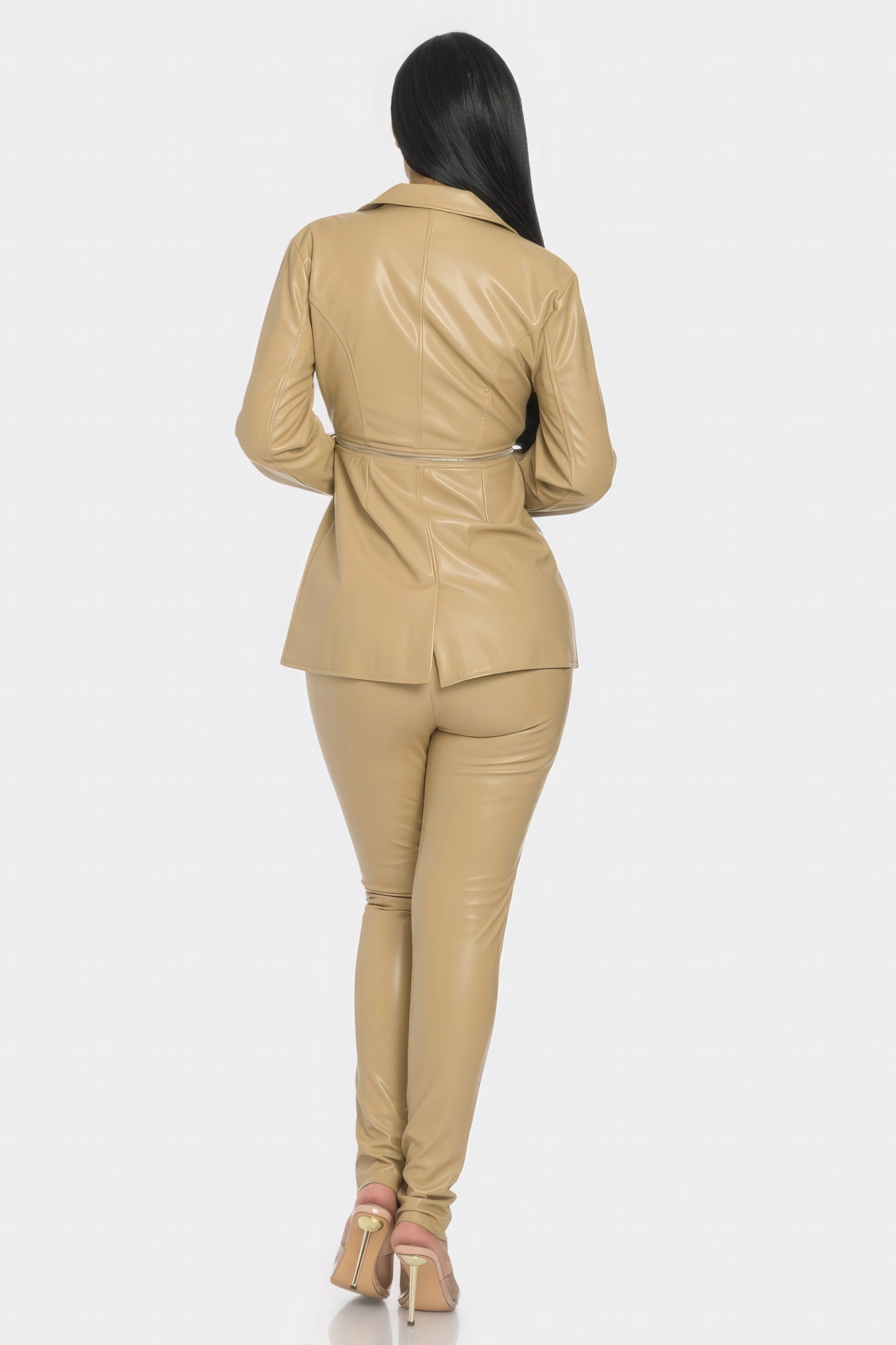 Pu Leather Zipper Pant Set-Teresa&#39;s Fashionista LLC