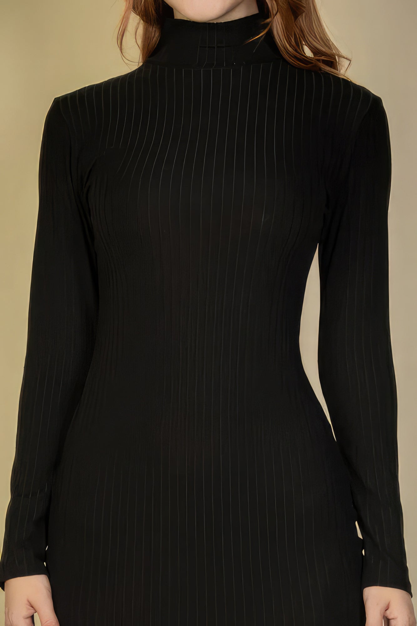 Ribbed Mock Neck Long Sleeve Bodycon Midi Dress-Teresa&#39;s Fashionista LLC