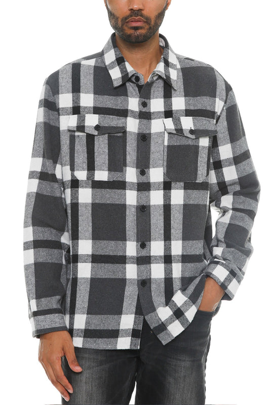 Men's Checkered Soft Flannel Shacket-Teresa&#39;s Fashionista LLC