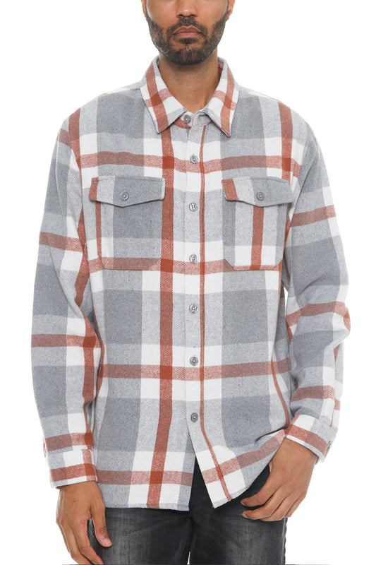 Men's Checkered Soft Flannel Shacket-Teresa&#39;s Fashionista LLC